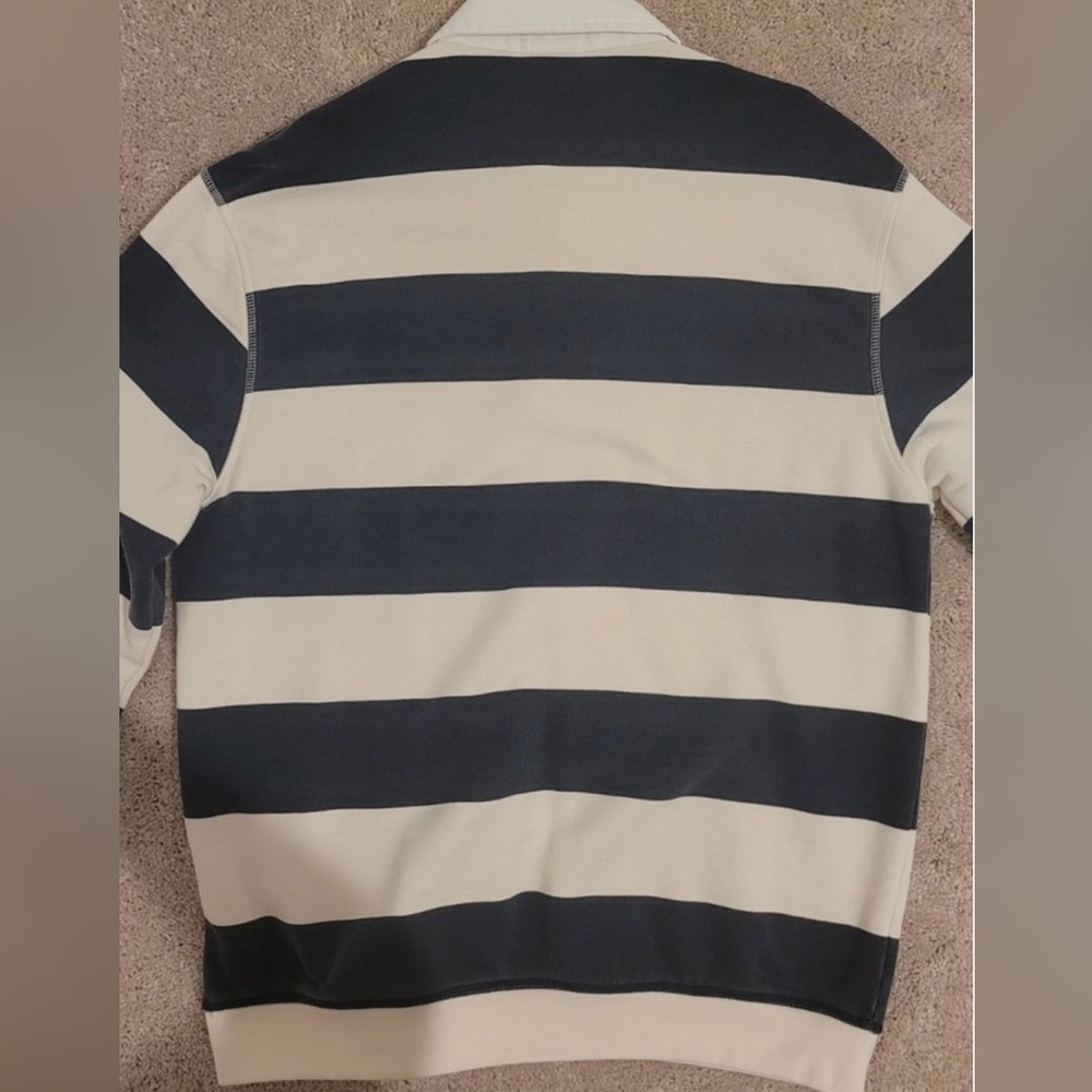Zara XL long sleeve Navy and White Striped Rugby Polo - Picture 7 of 7